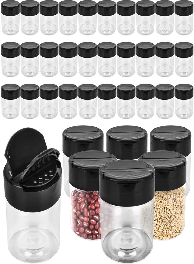 Conagel 36 Pack 4 oz Mini Plastic Spice Jars with Black Flip Cap Clear Empty Spice Bottles Seasoning Bottles Round Food Safe Storage Containers for Kitchen Storing Powder Spice Containers - Image 1